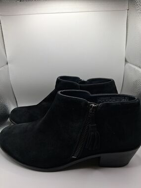 Vionic Serena Women's Black Suede Ankle Booties Side Zip Tassel Size 9
